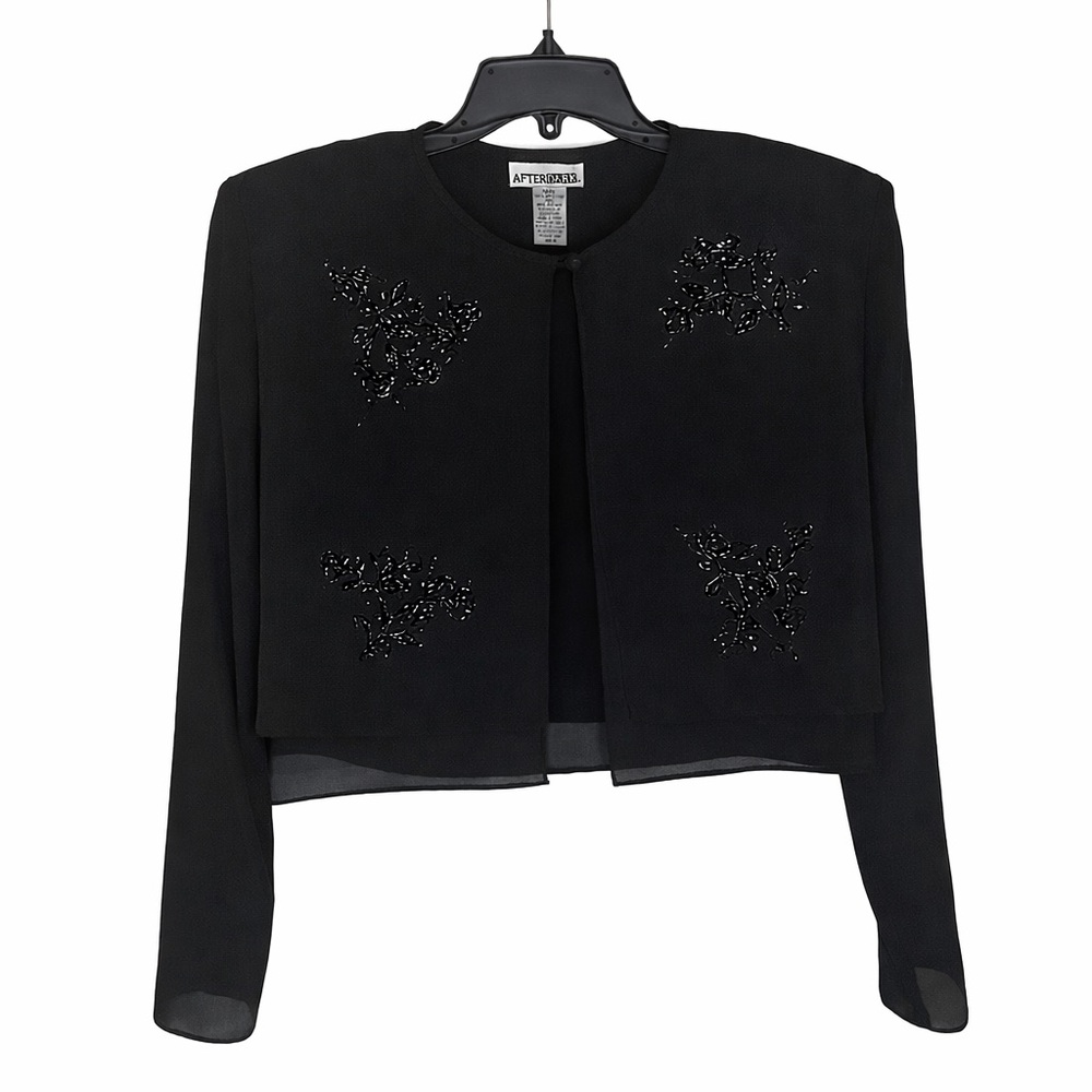 AFTERDARK Women’s Size 14 BEADED Sheer Black BOLERO JACKET/SHRUG Formal Y2K